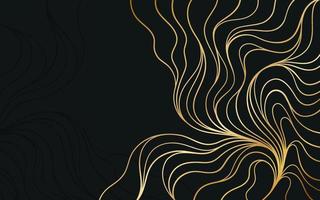 Golden abstract lineart on luxury black background vector