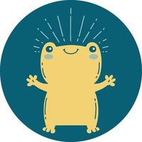 icon of a tattoo style happy frog vector