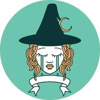 icon of crying human witch with banner vector