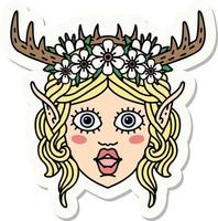 sticker of a elf druid character face vector