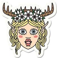 sticker of a elf druid character face vector