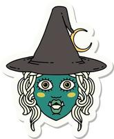 sticker of a half orc witch character face vector