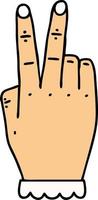 Retro Tattoo Style hand raising two fingers gesture vector