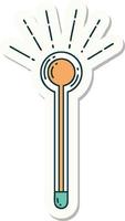sticker of a tattoo style glass thermometer vector