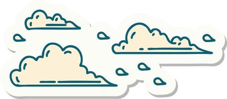 sticker of a tattoo style floating clouds vector