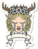 sticker of a elf druid character face with banner vector