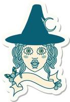 sticker of a human witch character face vector