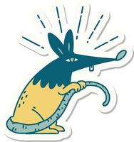 sticker of a tattoo style sneaky rat vector