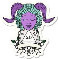 sticker of a tiefling with natural 20 D20 roll vector