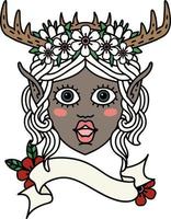 Retro Tattoo Style elf druid character face vector