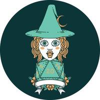 icon of human witch with natural twenty dice roll vector