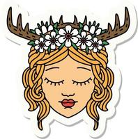 sticker of a human druid character face vector