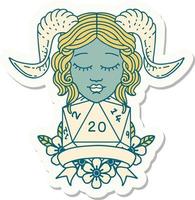 sticker of a tiefling with natural 20 D20 roll vector