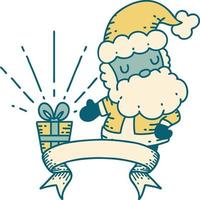 banner de desplazamiento con estilo de tatuaje santa claus carácter navideño vector