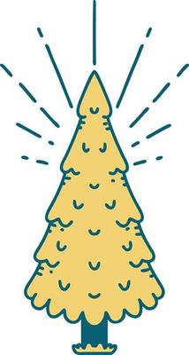 illustration of a traditional tattoo style pine tree