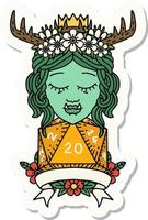 sticker of a orc druid character with natural twenty dice roll vector