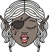 Retro Tattoo Style elf rogue character face vector