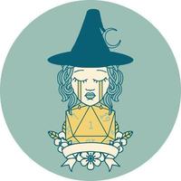 Retro Tattoo Style crying human witch with natural one roll vector