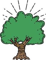 illustration of a traditional tattoo style tree vector