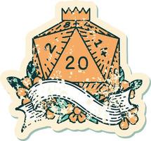 natural twenty D20 dice roll illustration vector