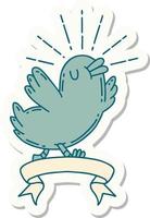 sticker of a tattoo style happy bird vector