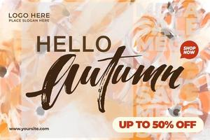 Autumn sale, watercolor background with pumpkins vector