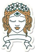 tattoo sticker with banner of female face vector