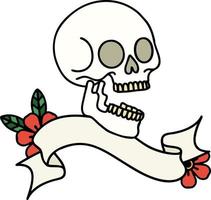 tattoo with banner of a skull vector