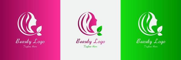 Beauty woman's face logo template vector