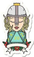 elf fighter with natural 20 dice roll sticker vector