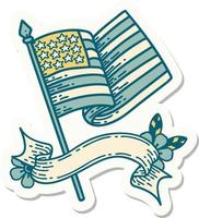 tattoo sticker with banner of the american flag vector