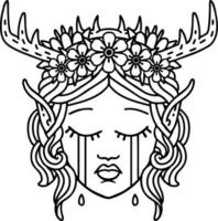 crying elf druid character face illustration vector