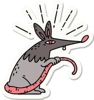 sticker of tattoo style sneaky rat vector