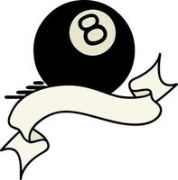 tattoo with banner of a 8 ball vector