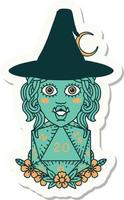 half orc witch with natural twenty dice roll sticker vector