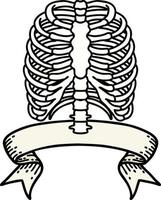 tattoo with banner of a rib cage vector