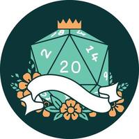 icono natural de tirada de dados veinte d20 vector