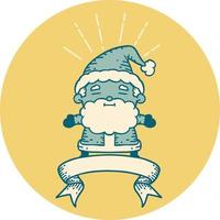 icon of tattoo style santa claus christmas character vector