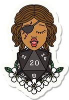 human rogue with natural twenty dice roll sticker vector