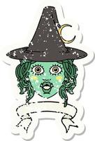 half orc witch character face with banner illustration vector