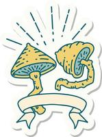 sticker of tattoo style mushrooms vector