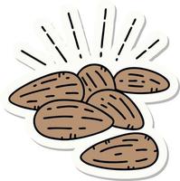 sticker of tattoo style almonds vector