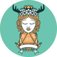 human druid with natural twenty roll icon vector