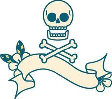 tattoo with banner of cross bones vector