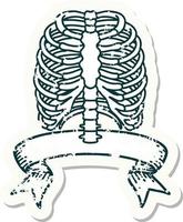 grunge sticker with banner of a rib cage vector