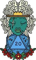 half orc barbarian with natural twenty dice roll illustration vector