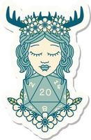 human druid with natural twenty dice roll sticker vector