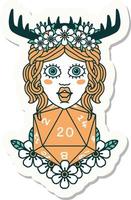 human druid with natural twenty dice roll sticker vector