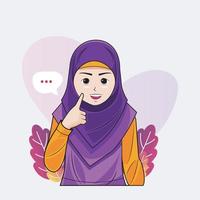 smiley hijab little girl in a rainbow t-shirt vector illustration pro download