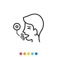 A man who is coughing from a virus infection, Icon, Vector and Illustration.